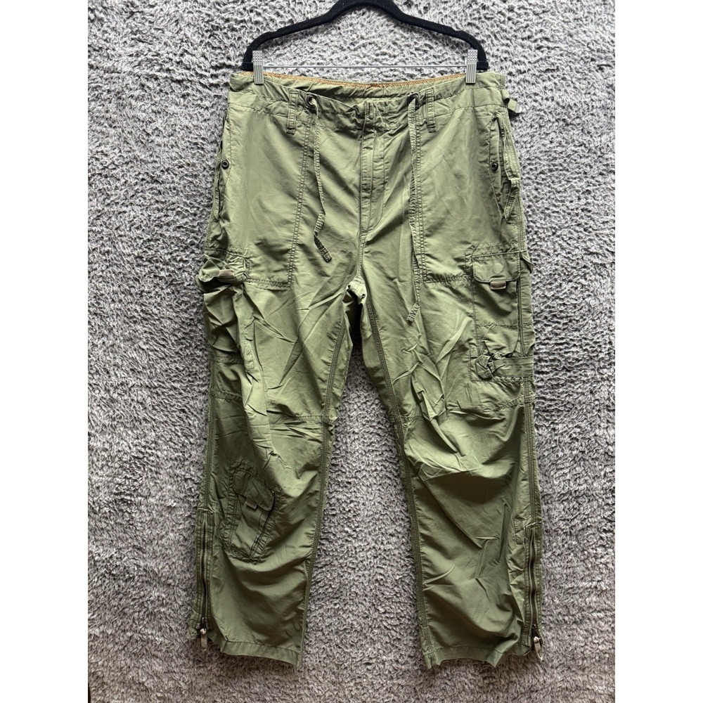 Vintage Gap Parachute Cargo Pants Green Baggy Fit Military‎ Skater Y2K Men's L